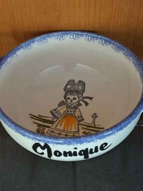 Vintage CLAUDE BOUTAIN BRETON Faience little girl “MONIQUE “ cereal BOWL